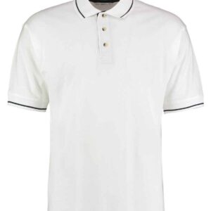Kustom Kit St Mellion Tipped Cotton Piqué Polo Shirt | White/Navy