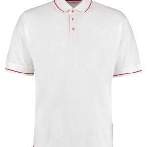 Kustom Kit St Mellion Tipped Cotton Piqué Polo Shirt | White/Red