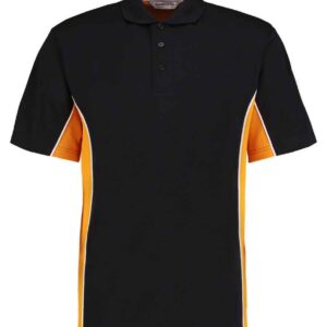 Kustom Kit Track Poly/Cotton Piqué Polo Shirt | Black/Gold