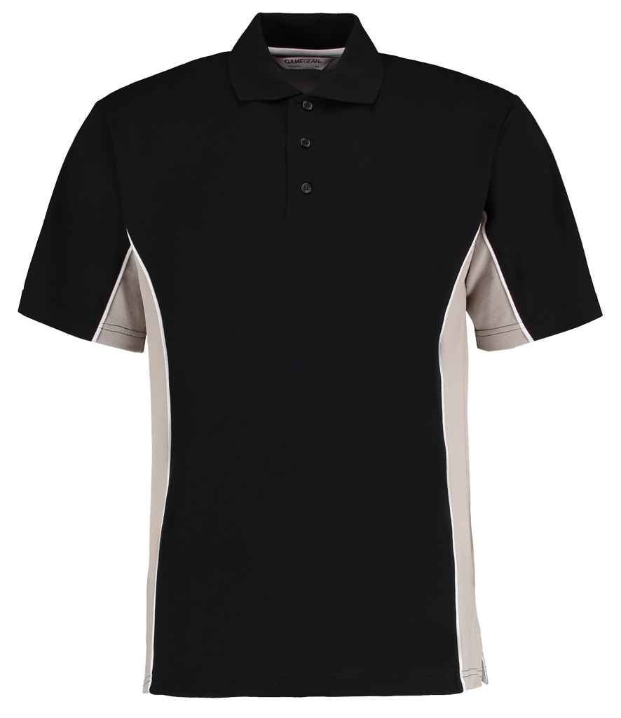 Kustom Kit Track Poly/Cotton Piqué Polo Shirt | Black/Grey