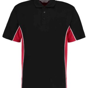 Kustom Kit Track Poly/Cotton Piqué Polo Shirt | Black/Red