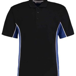 Kustom Kit Track Poly/Cotton Piqué Polo Shirt | Black/Royal Blue