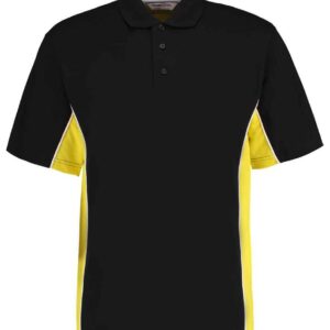 Kustom Kit Track Poly/Cotton Piqué Polo Shirt | Black/Yellow