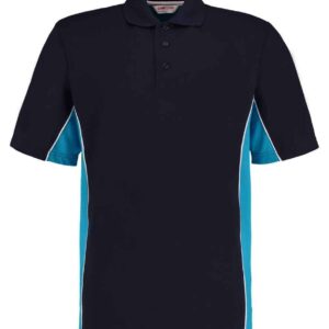 Kustom Kit Track Poly/Cotton Piqué Polo Shirt | Navy/Turquoise Blue