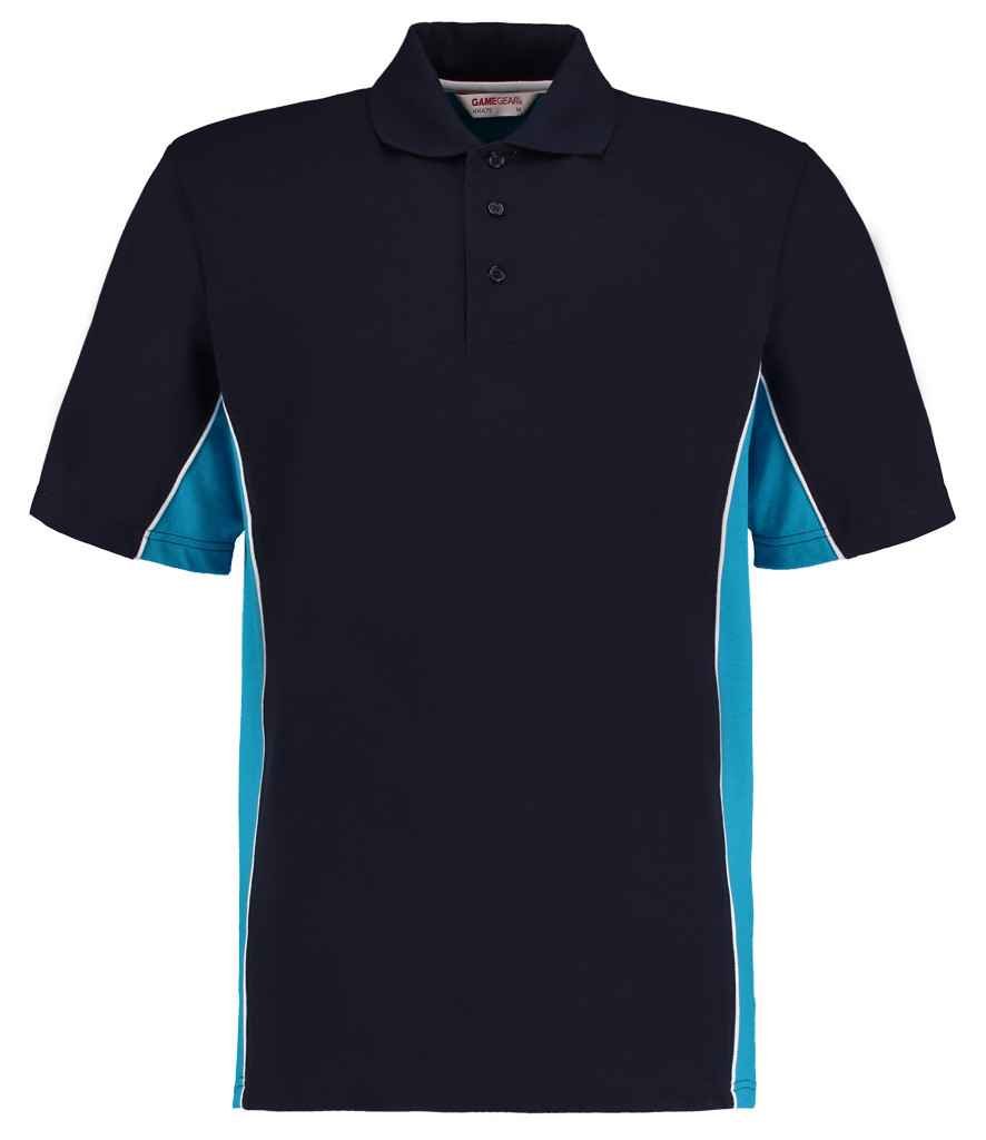 Kustom Kit Track Poly/Cotton Piqué Polo Shirt | Navy/Turquoise Blue