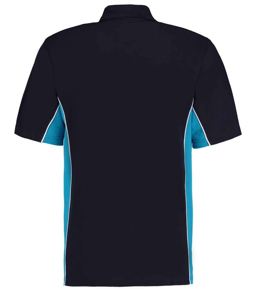Kustom Kit Track Poly/Cotton Piqué Polo Shirt | Navy/Turquoise Blue - Image 2