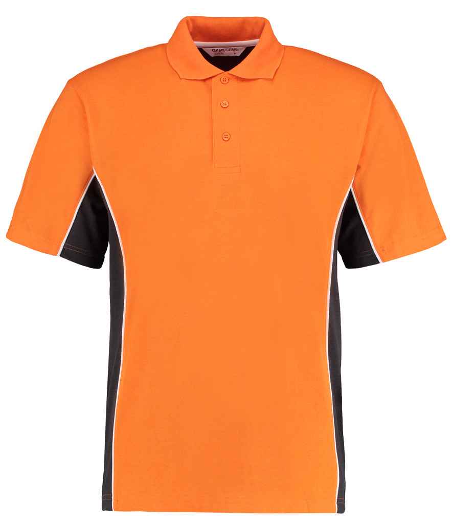 Kustom Kit Track Poly/Cotton Piqué Polo Shirt | Orange/Graphite Grey