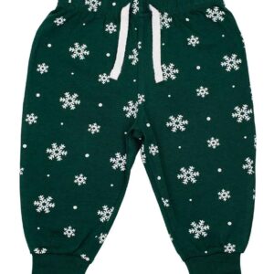 Larkwood Baby/Toddler Lounge Pants | Bottle Green/White Snowflakes