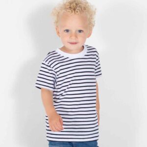 Larkwood Baby/Toddler Striped Crew Neck T-Shirt | White/Oxford Navy