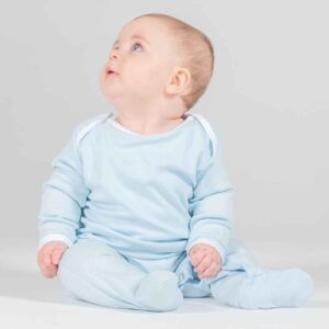 Larkwood Contrast Baby Sleepsuit | Pale Blue/White