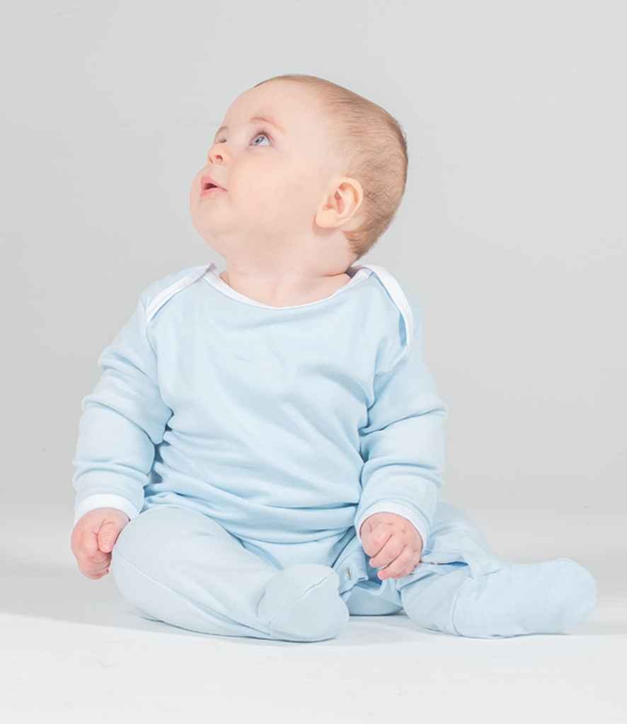 Larkwood Contrast Baby Sleepsuit | Pale Blue/White