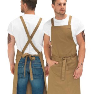 Le Chef Crossover Bib Apron | Khaki