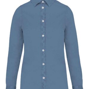Native Spirit Ladies Washed Long Sleeve Shirt | Washed Cool Blue