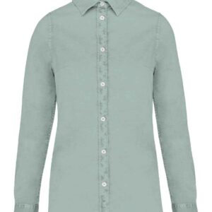 Native Spirit Ladies Washed Long Sleeve Shirt | Washed Jade Green