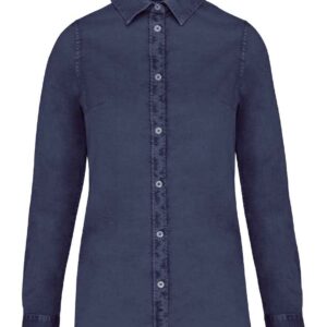 Native Spirit Ladies Washed Long Sleeve Shirt | Washed Navy