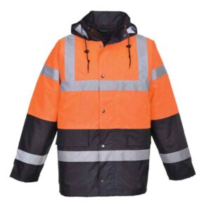 Portwest Hi-Vis Contrast Traffic Jacket | Orange/Navy