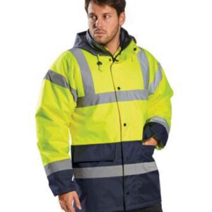 Portwest Hi-Vis Contrast Traffic Jacket | Yellow/Navy