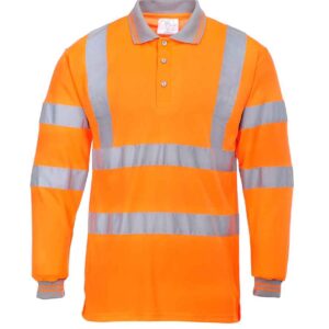 Portwest Hi-Vis Long Sleeve Polo Shirt | Orange