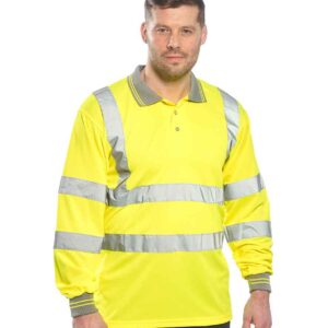 Portwest Hi-Vis Long Sleeve Polo Shirt | Yellow