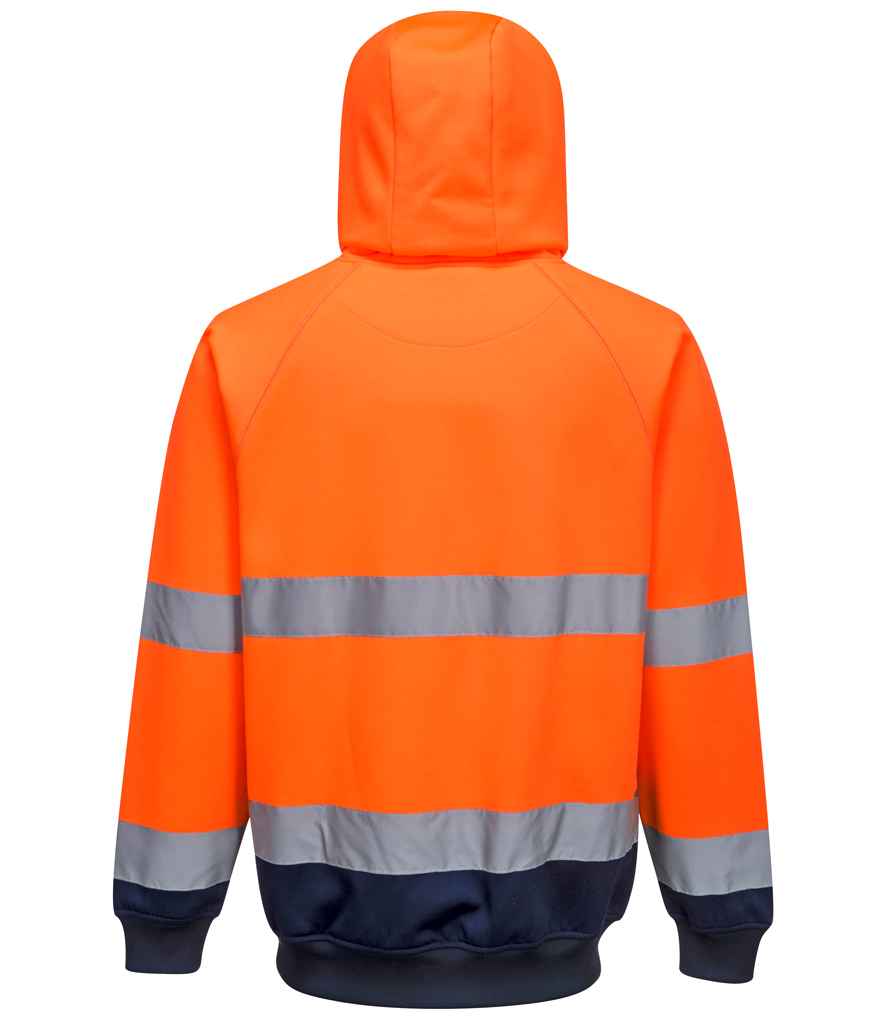 Portwest Hi-Vis Two Tone Hooded Sweatshirt | Orange/Navy - Image 2