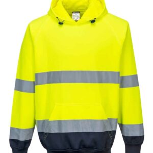 Portwest Hi-Vis Two Tone Hooded Sweatshirt | Yellow/Navy