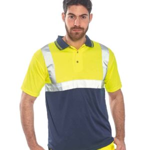 Portwest Hi-Vis Two Tone Polo Shirt | Yellow/Navy