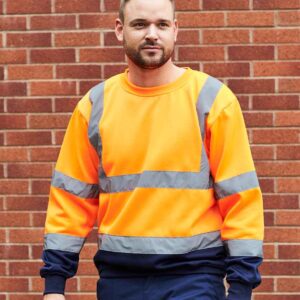 Portwest Hi-Vis Two Tone Sweatshirt | Orange/Navy