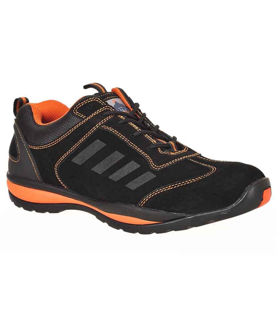 Portwest Steelite™ Lusum S1P HRO Safety Trainers | Black/Orange