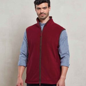 Premier Artisan Fleece Gilet | Burgundy/Brown