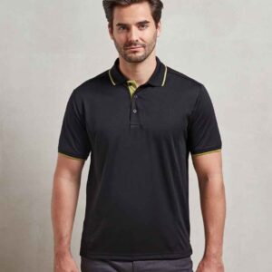 Premier Contrast Coolchecker® Piqué Polo Shirt | Black/Lime Green