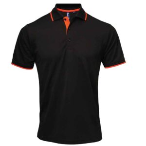 Premier Contrast Coolchecker® Piqué Polo Shirt | Black/Orange