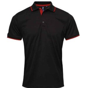 Premier Contrast Coolchecker® Piqué Polo Shirt | Black/Red