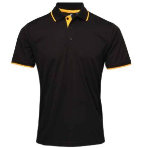 Premier Contrast Coolchecker® Piqué Polo Shirt | Black/Sunflower