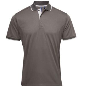 Premier Contrast Coolchecker® Piqué Polo Shirt | Dark Grey/Silver