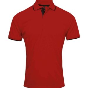 Premier Contrast Coolchecker® Piqué Polo Shirt | Red/Black