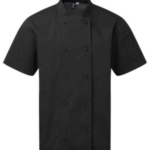 Premier Coolchecker® Short Sleeve Chef's Jacket | Black