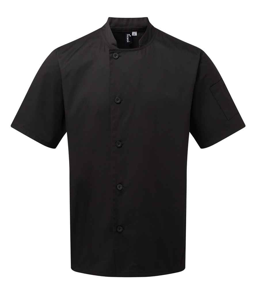 Premier Essential Short Sleeve Chef's Jacket | Black - Image 2