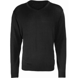 Premier Knitted Cotton Acrylic V Neck Sweater | Black
