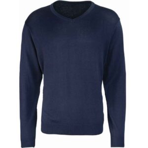 Premier Knitted Cotton Acrylic V Neck Sweater | Navy