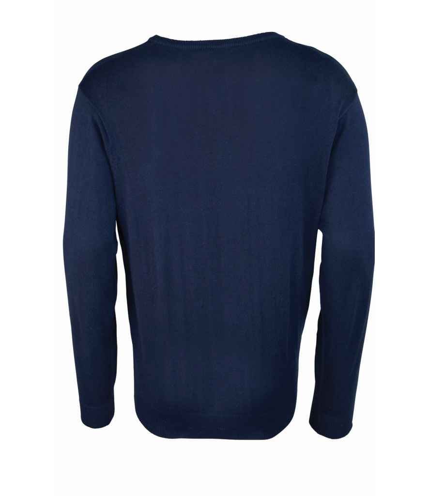 Premier Knitted Cotton Acrylic V Neck Sweater | Navy - Image 2