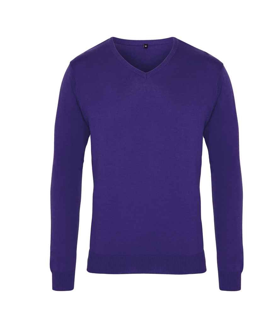 Premier Knitted Cotton Acrylic V Neck Sweater | Purple