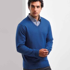 Premier Knitted Cotton Acrylic V Neck Sweater | Royal Blue
