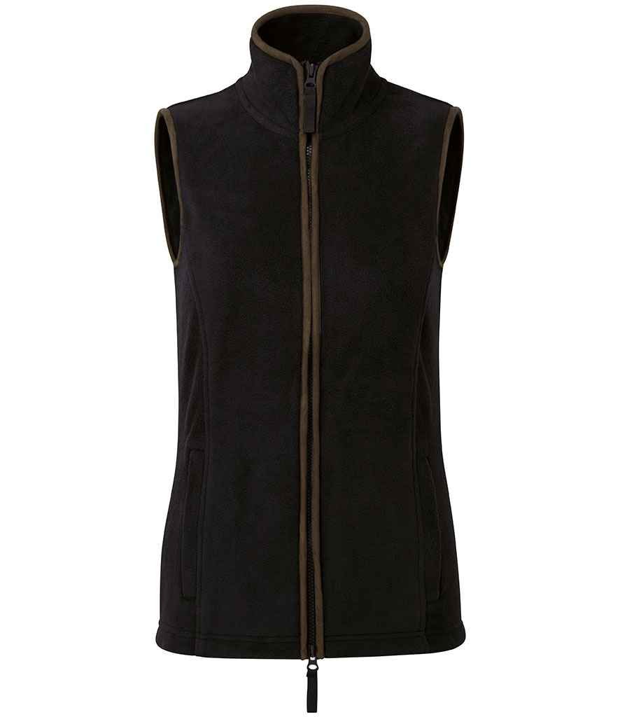 Premier Ladies Artisan Fleece Gilet | Black/Brown