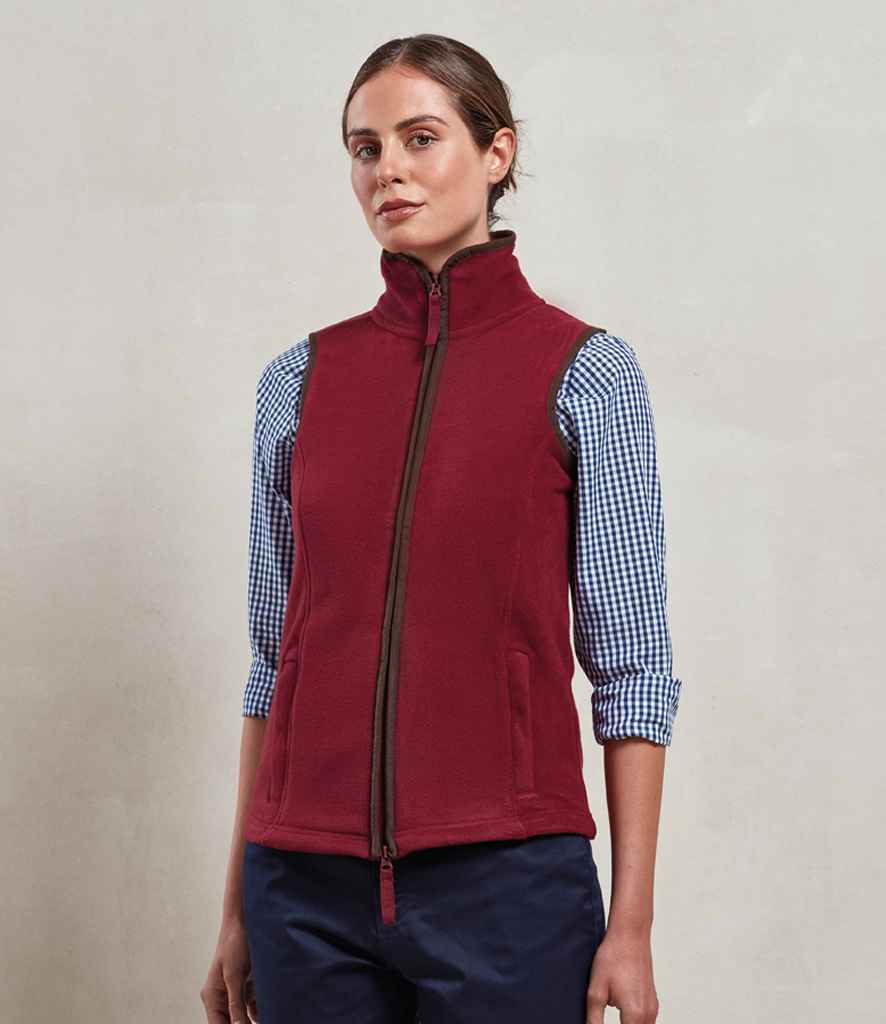 Premier Ladies Artisan Fleece Gilet | Burgundy/Brown