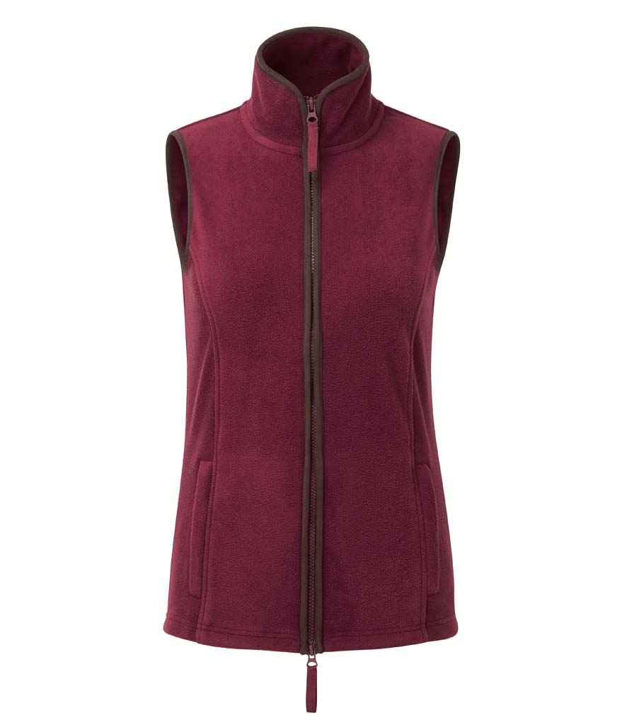 Premier Ladies Artisan Fleece Gilet | Burgundy/Brown - Image 2