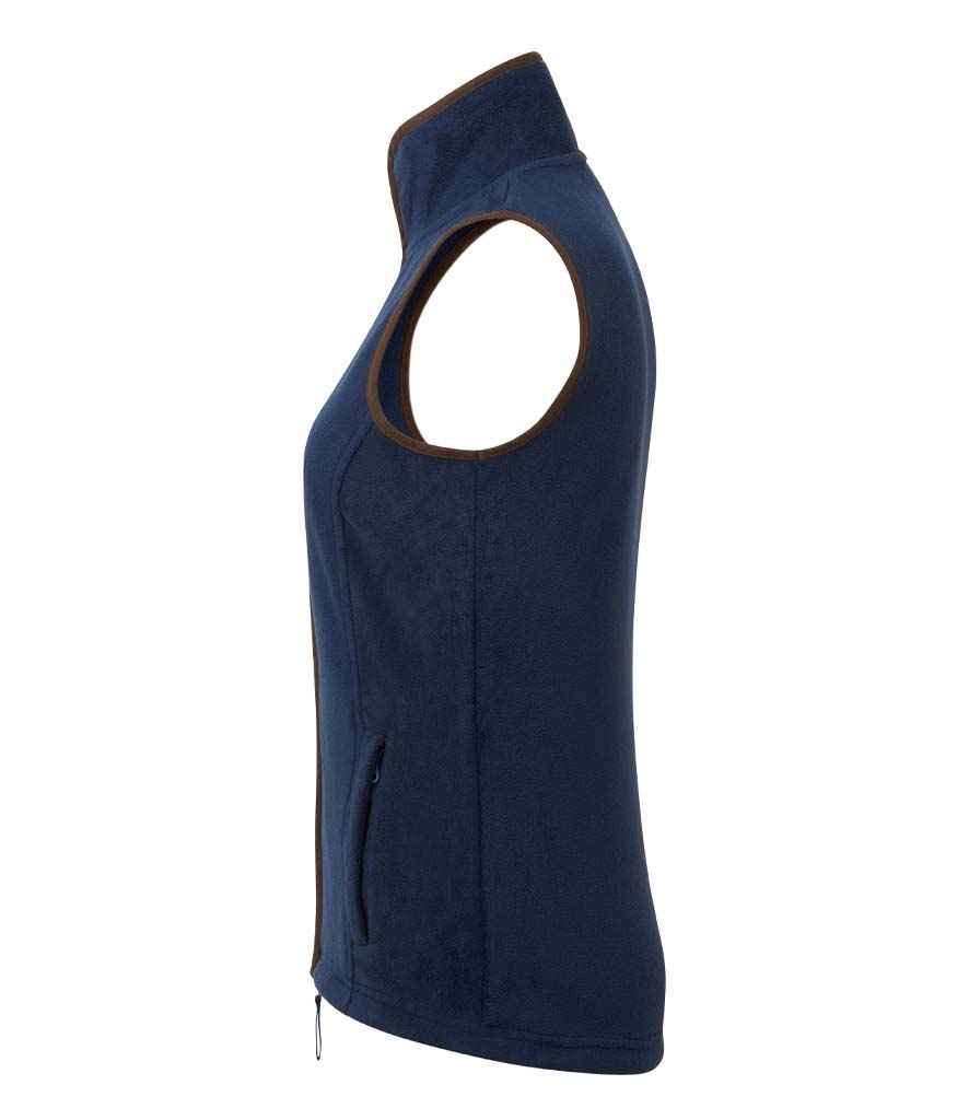 Premier Ladies Artisan Fleece Gilet | Navy/Brown - Image 3