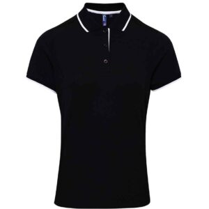 Premier Ladies Contrast Coolchecker® Piqué Polo Shirt | Black/White
