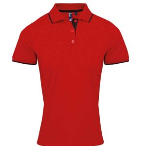 Premier Ladies Contrast Coolchecker® Piqué Polo Shirt | Red/Black
