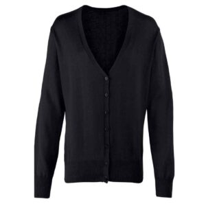 Premier Ladies Cotton Acrylic V Neck Cardigan | Black