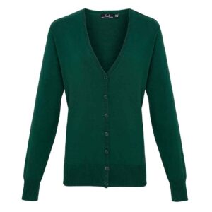 Premier Ladies Cotton Acrylic V Neck Cardigan | Bottle Green